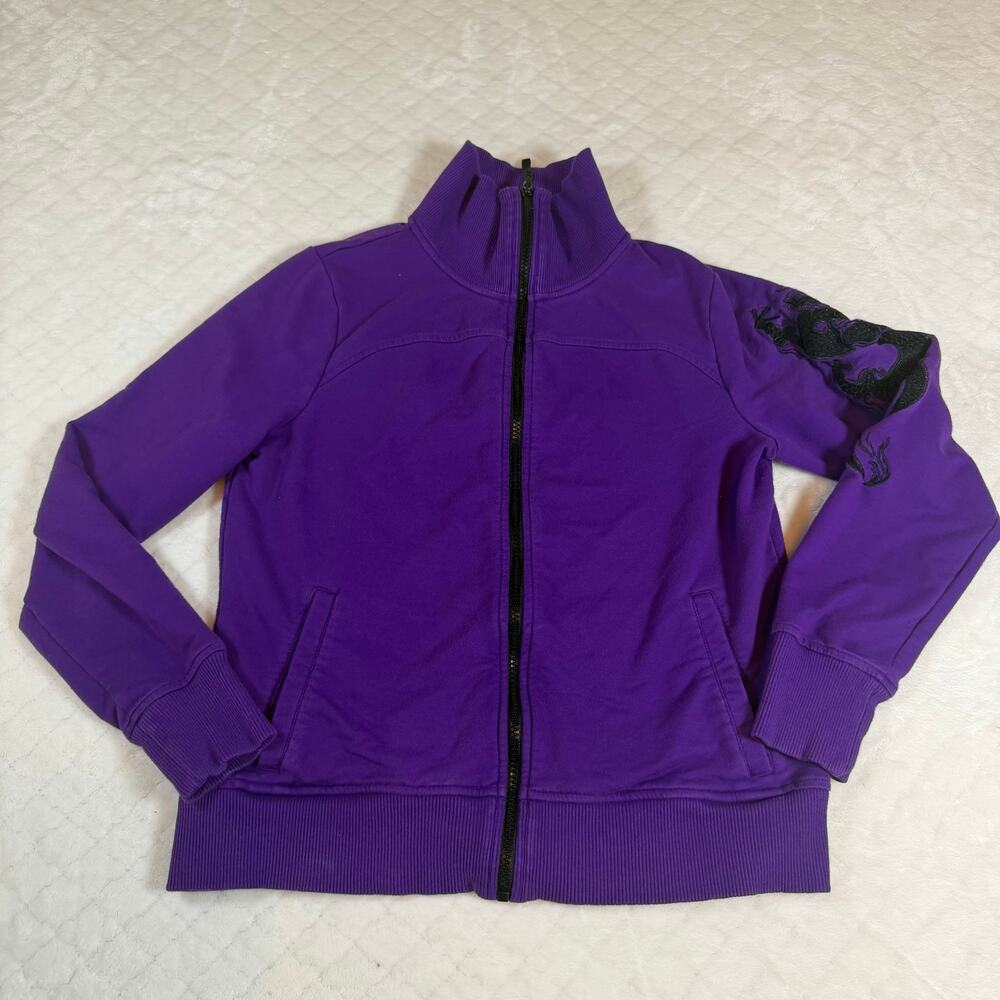 LRL Lauren Active Ralph Lauren Womens Purple Full Zip Sweatshirt Size M Dragon